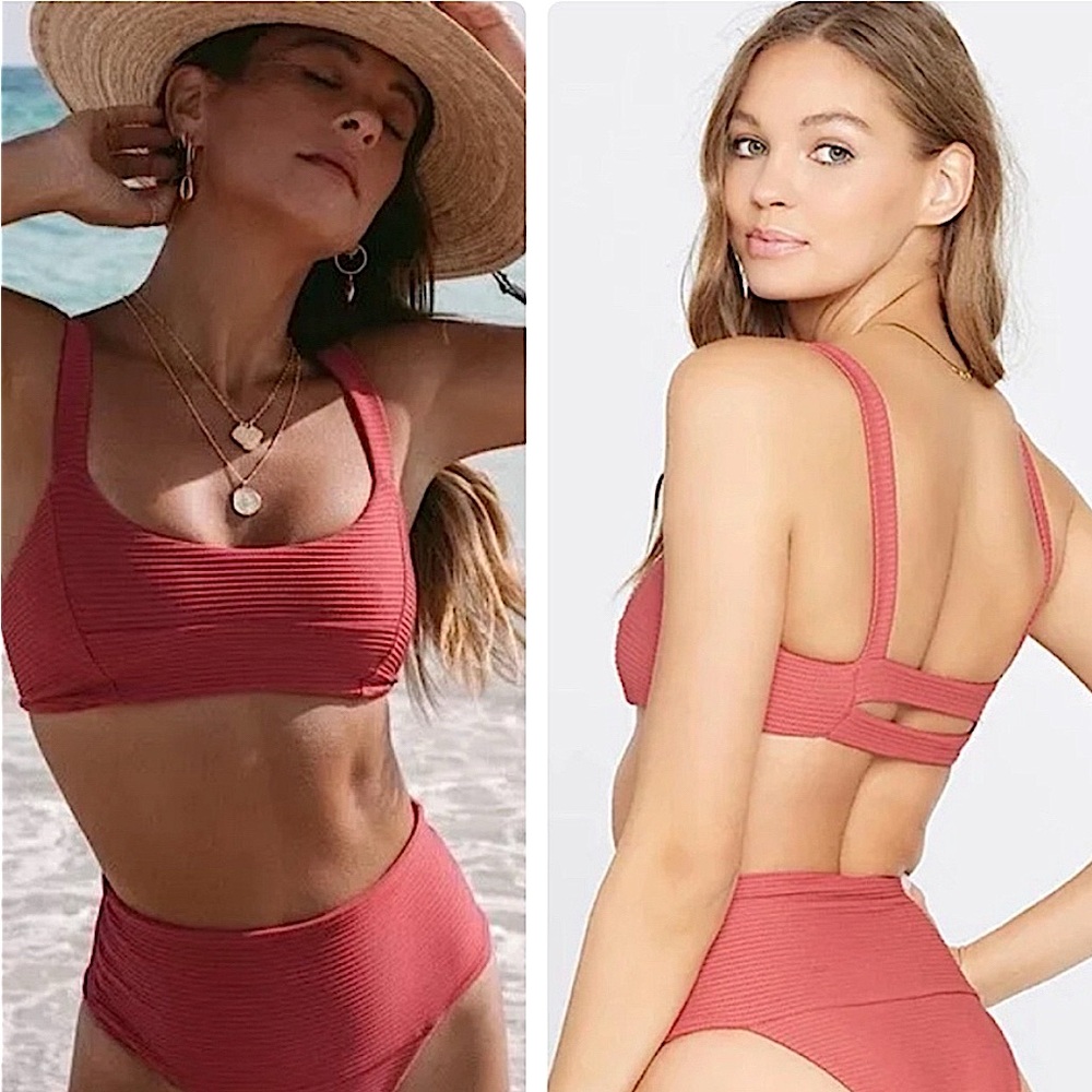LSpace Revolve Eco Jess Bikini Top In Brick Reversible To Smooth Size Small NWT